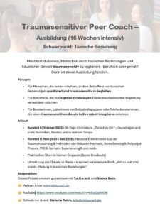 Mehr über den Artikel erfahren Traumasensitiver Peer Coach Aubildung mit Stefanie Reich